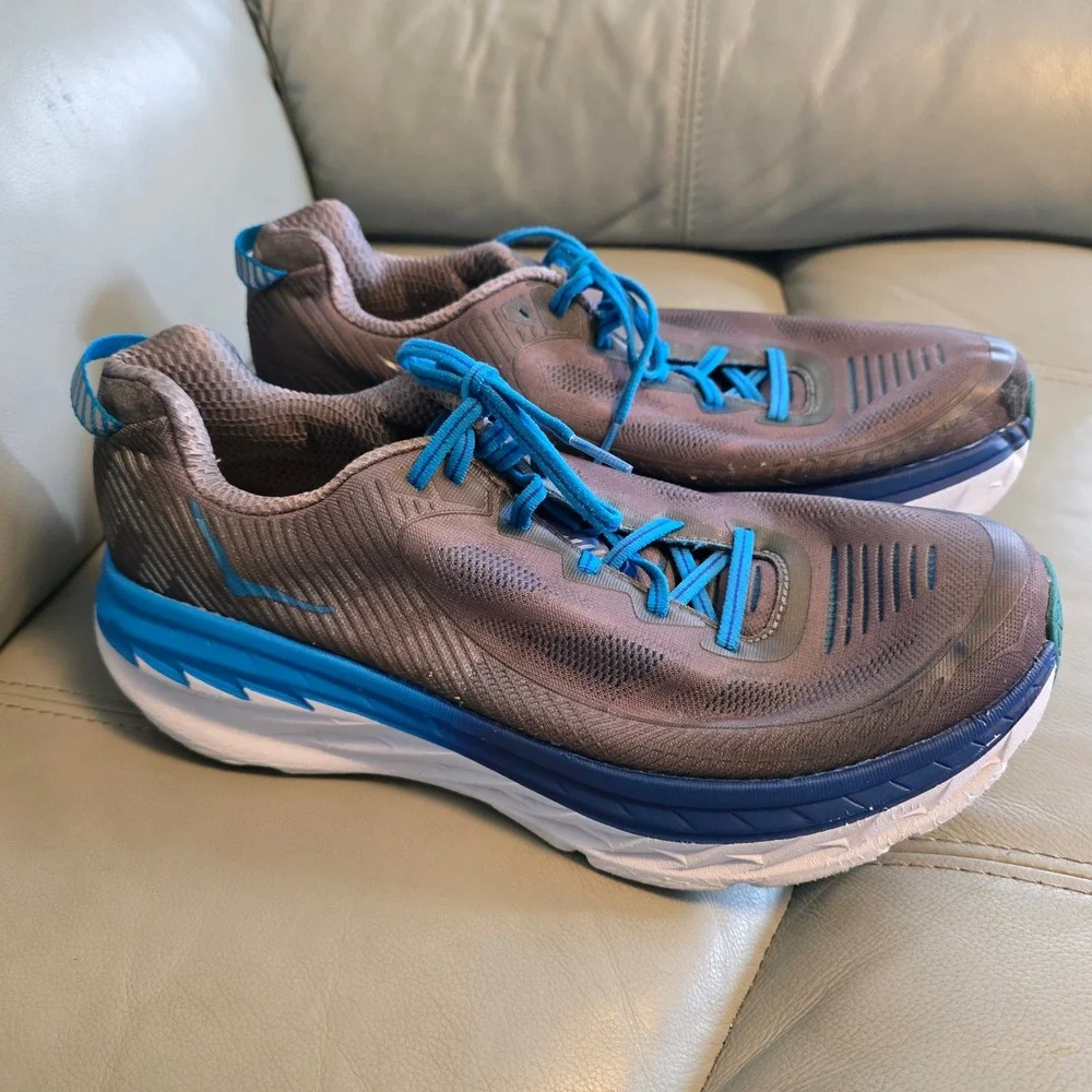 Hoka One One Bondi 5 Mens Running Shoes Grey Blue‎ 1014757 CGTB Size 12